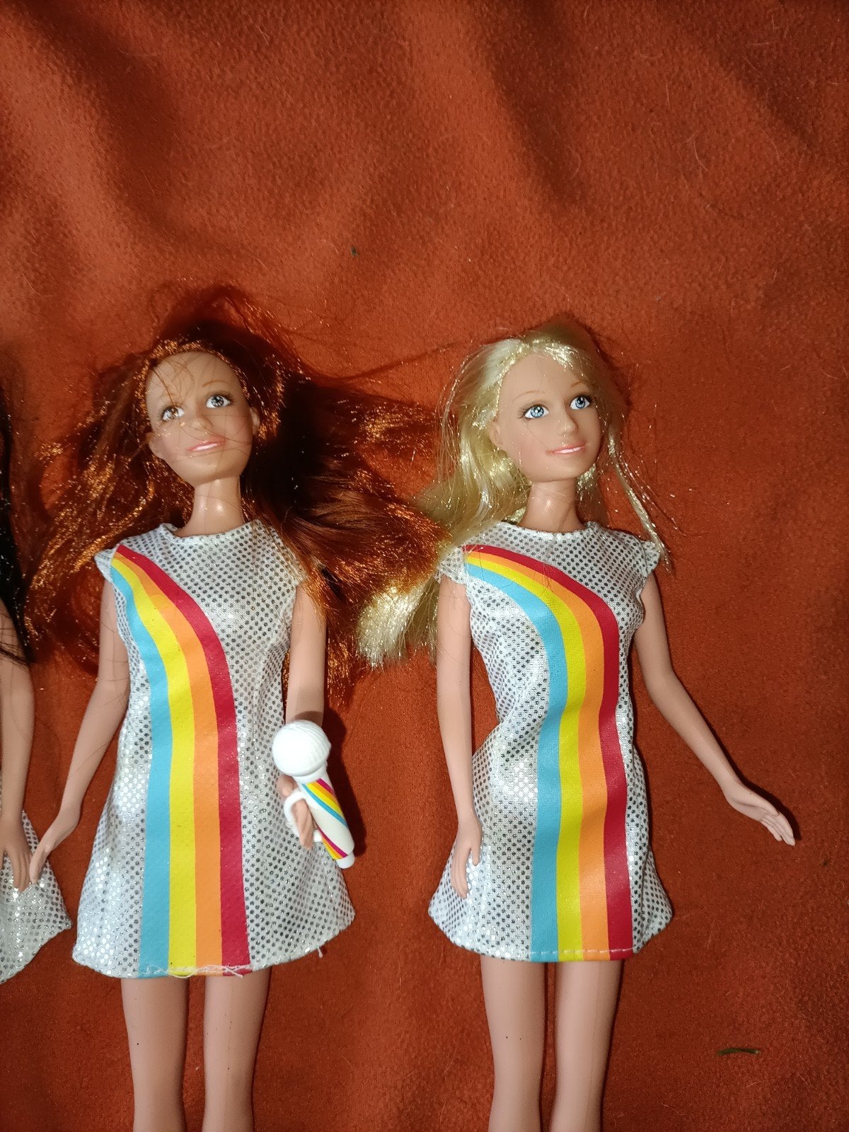 3 K3 barbie poppen met regenboog jurk, laarzen en microfoon, Ophalen of Verzenden, Zo goed als nieuw, Barbie