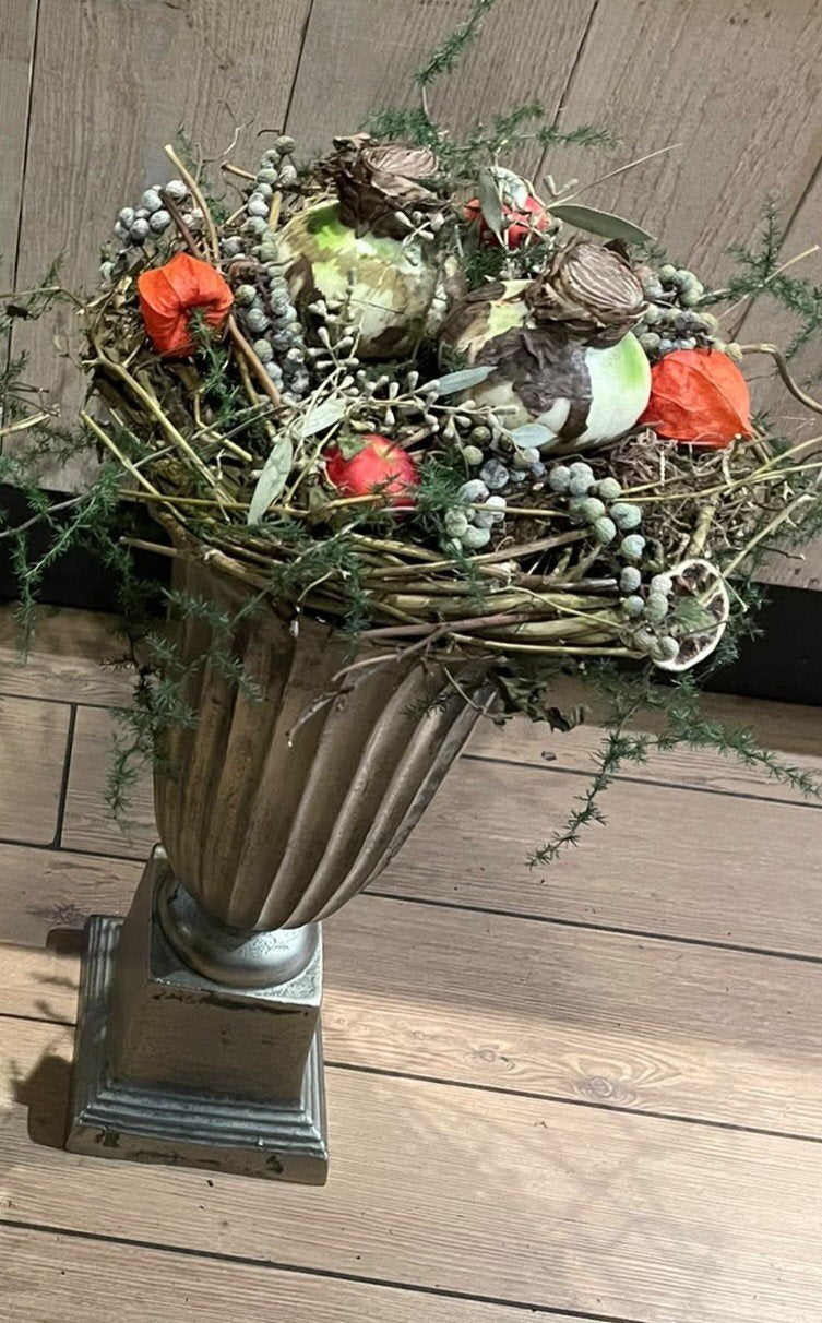 2 vazen met bloemstuk, 70 cm hoog, Ophalen, Gebruikt, Inclusief decoratie, 70 cm