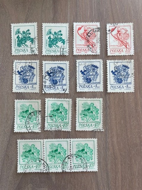 14x Bloemen 1974, Ophalen of Verzenden, Polen, Gestempeld