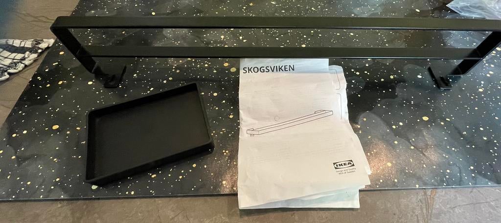 Handdoeken stang + bakje - zwart - SKOGSVIGEN IKEA, Ophalen, Nieuw, Zwart, Handdoekenrek
