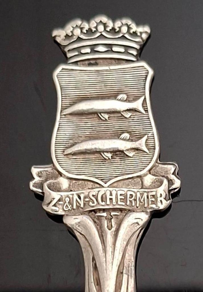 Prachtige Antieke Zilver Gekroonde Lepel Z & N Schermer, Antiek en Kunst, Ophalen of Verzenden, Zilver