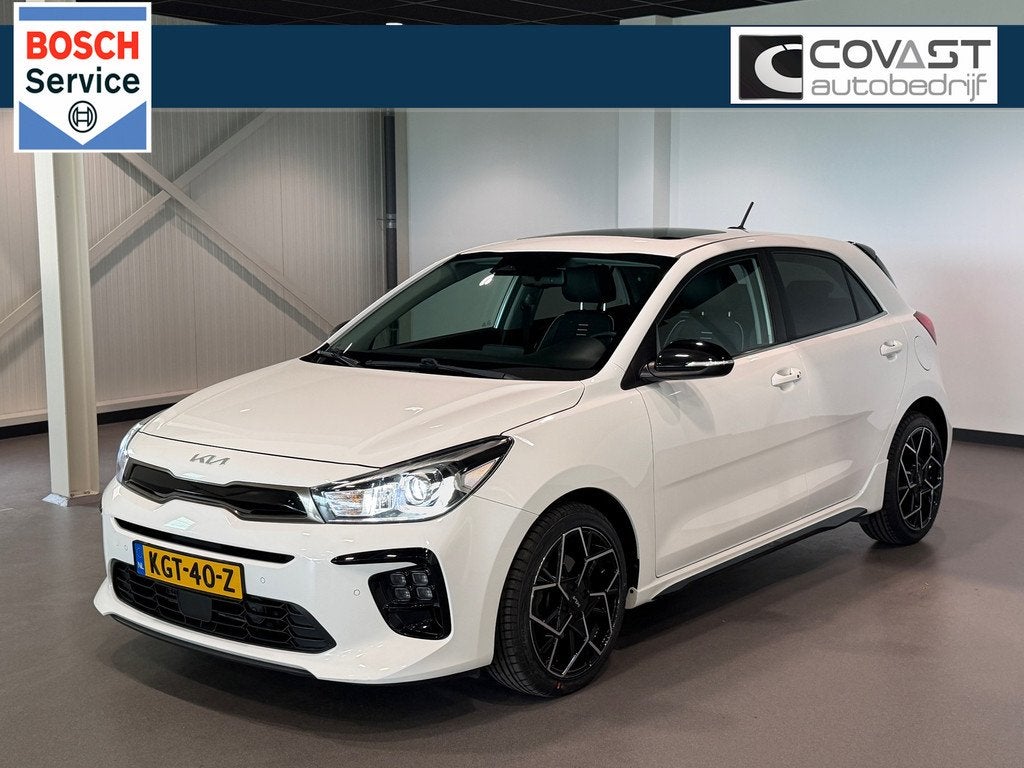 Kia RIO 1.0 T-GDi MHEV GT-Line Camera|Carplay|Keyless|Full-L, 450 kg, Gebruikt, Leder en Stof, Wit