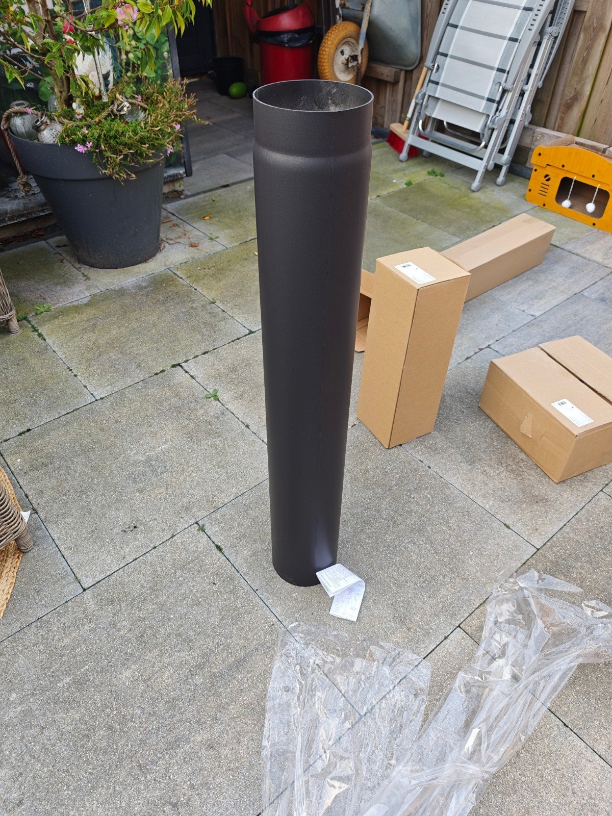 kachelpijp 150mm 1mtr 0,5mtr 90 graden bocht, Ophalen, Nieuw, Rvs, Minder dan 2 meter