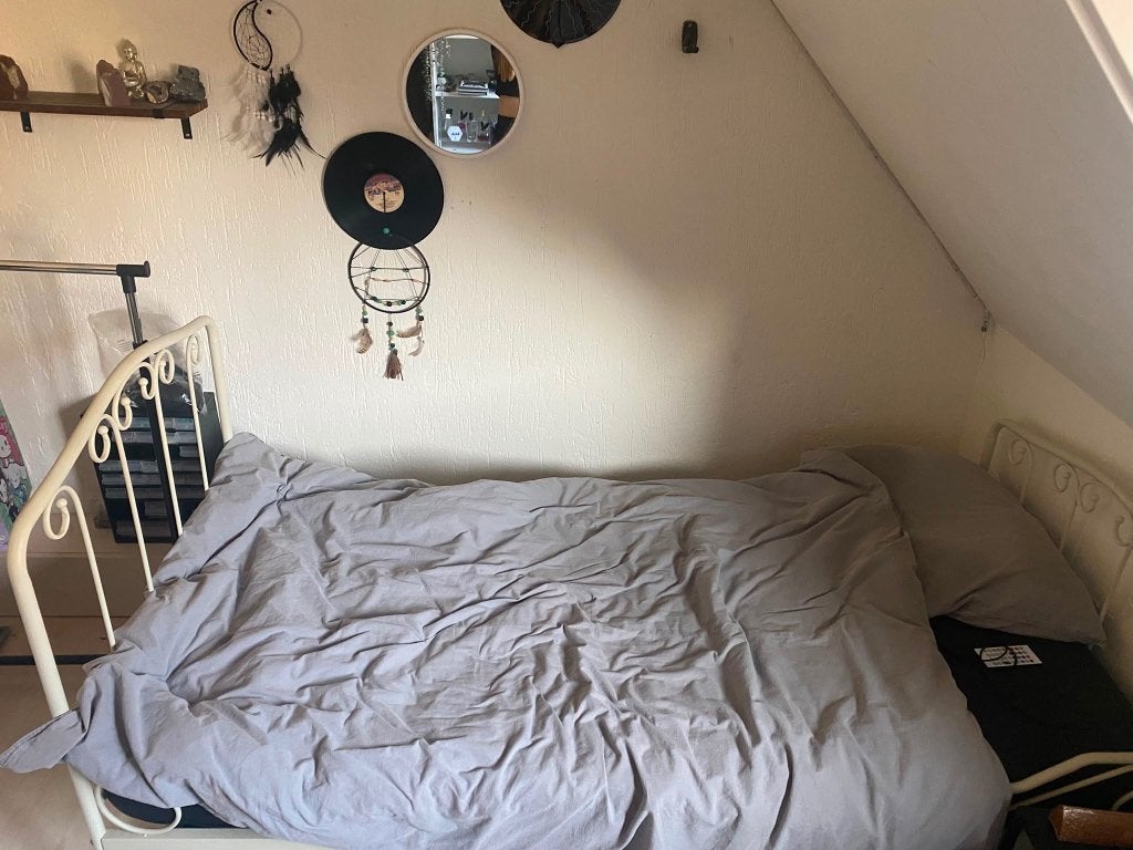 Metalen 1-persoonsbed 90x200 cm met lattenbodem – Bieden, Ophalen, Gebruikt, 90 cm, Eenpersoons
