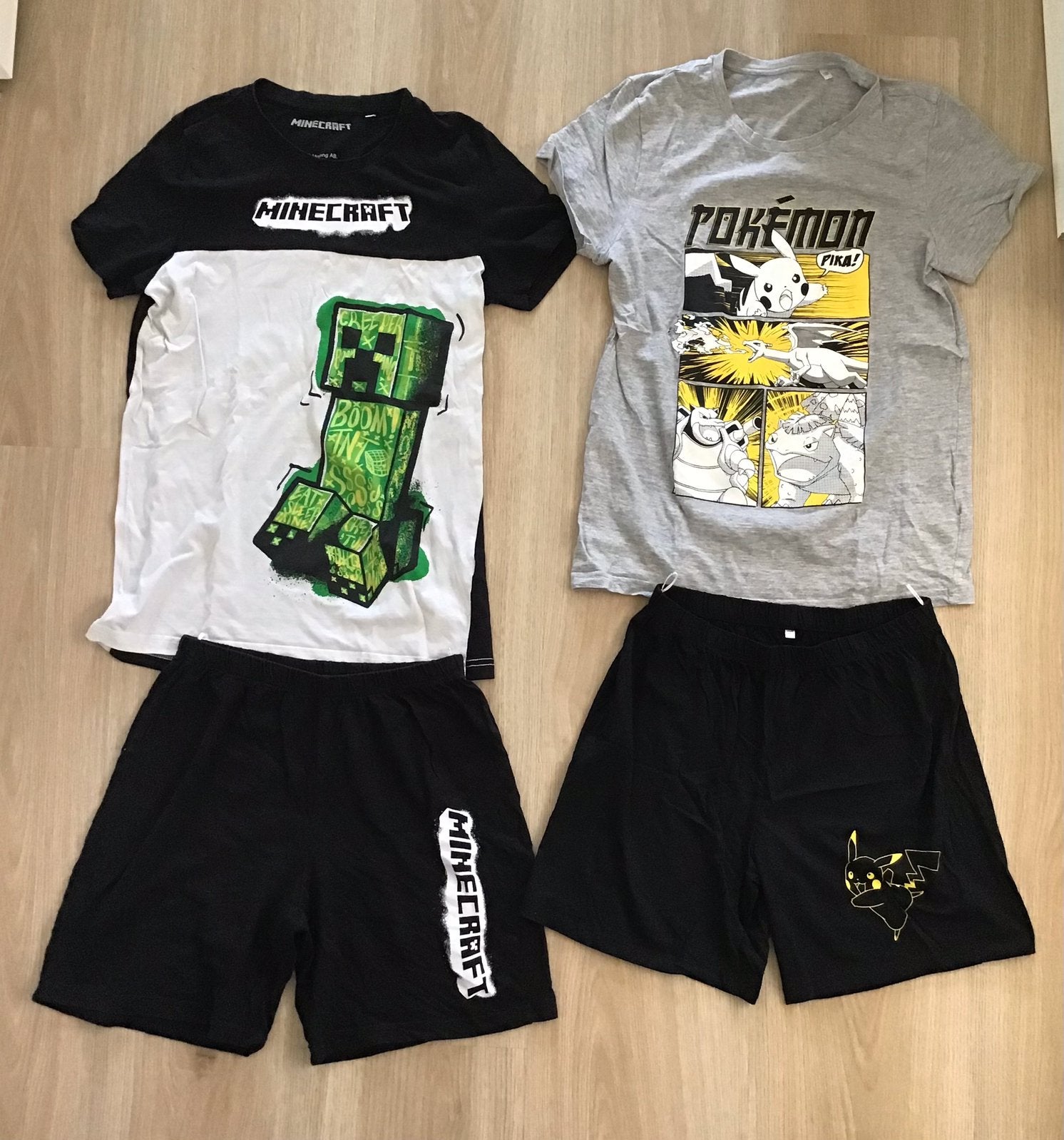 2 shortama’s Pokemon (maat 170) en Minecraft (maat 176), Ophalen of Verzenden, Zo goed als nieuw, Jongen, Nacht- of Onderkleding