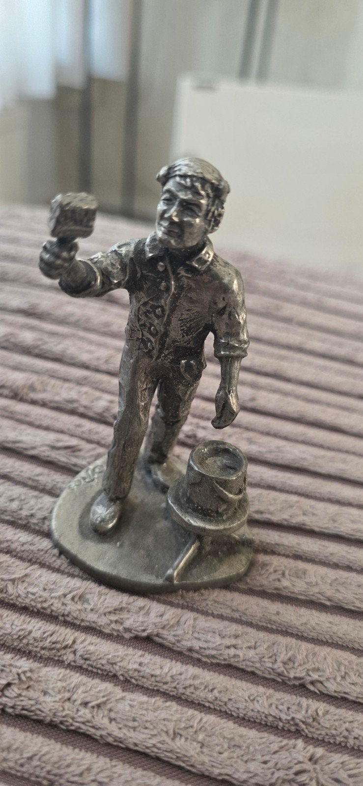 Vintage Tinnen Beeldje: Schilder met Kwast en Emmer, Ophalen of Verzenden
