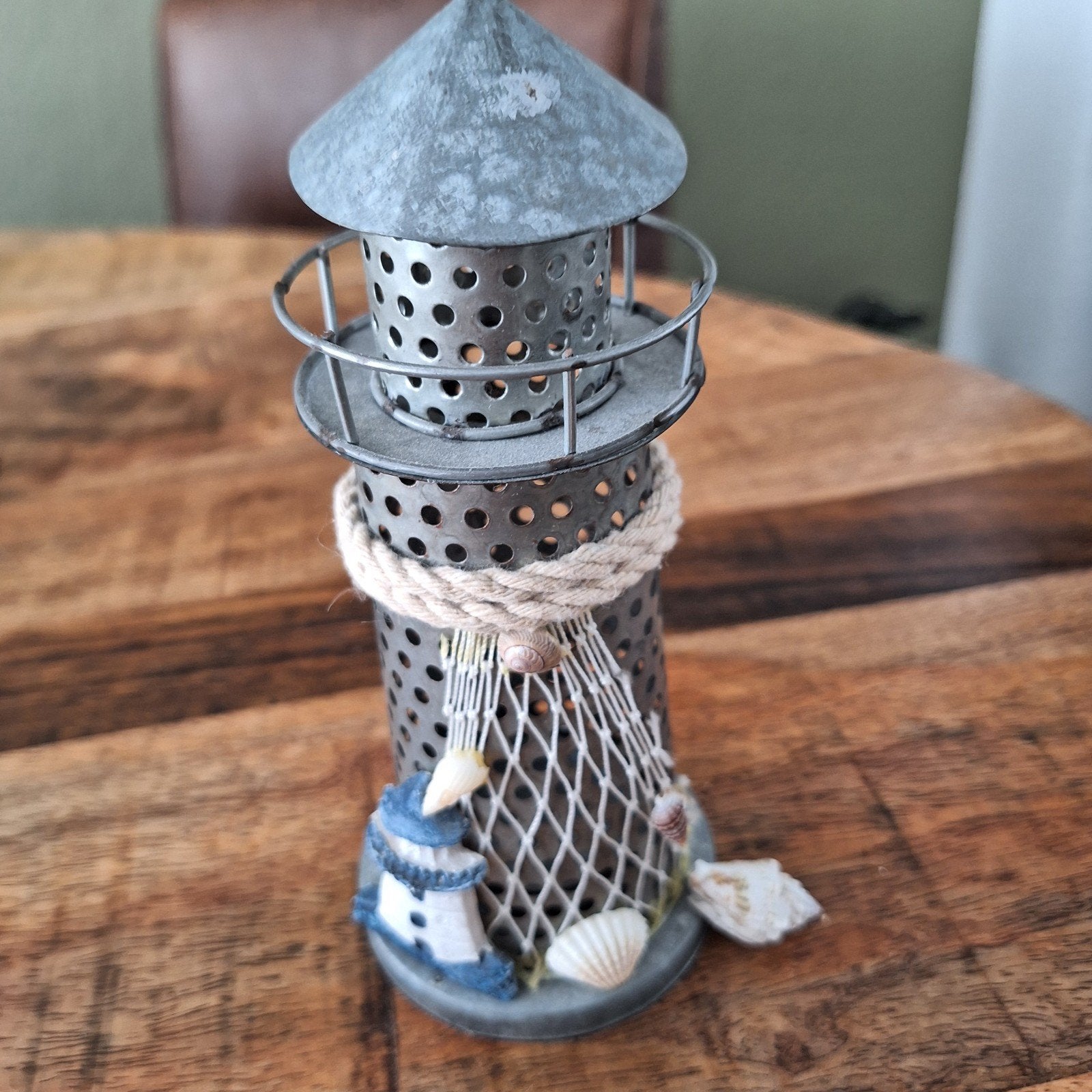 Decoratieve vuurtoren met maritieme details, Gebruikt, Overige stijlen, Ophalen of Verzenden, Metaal