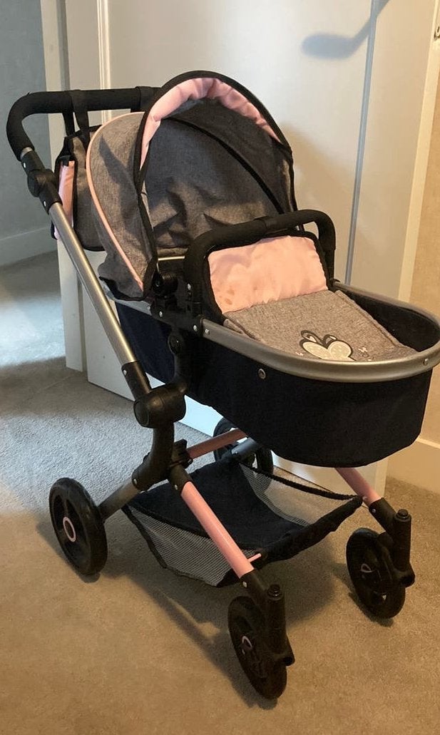 Poppenkindereagen, roze/ grijs, Ophalen, Gebruikt, Babypop