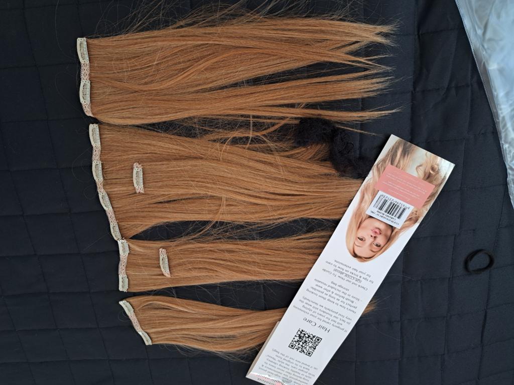 Clip-in Haar Extensions - Caramel Blond 18 inch, Ophalen of Verzenden, Nieuw, Pruik of Haarverlenging