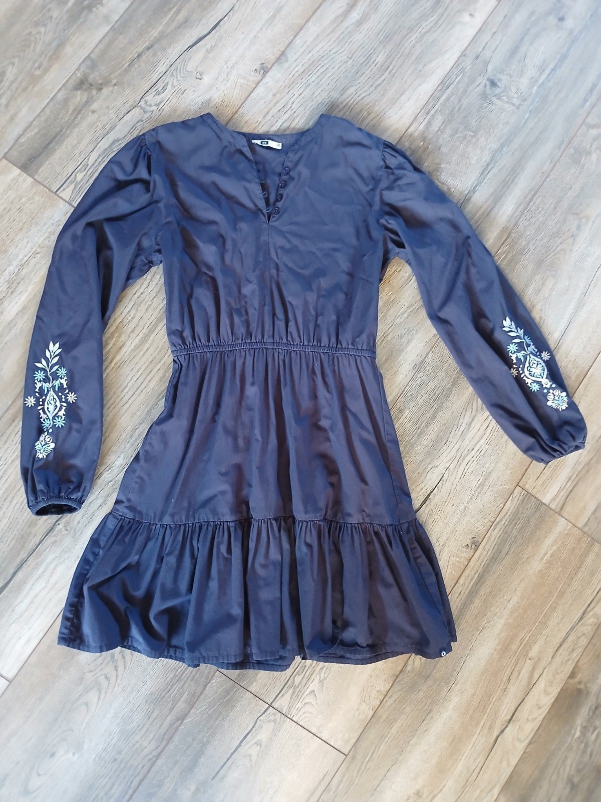 super toffe jurk WE fashion pofmouw+borduursel izgs, Gebruikt, WE, Meisje, Ophalen of Verzenden