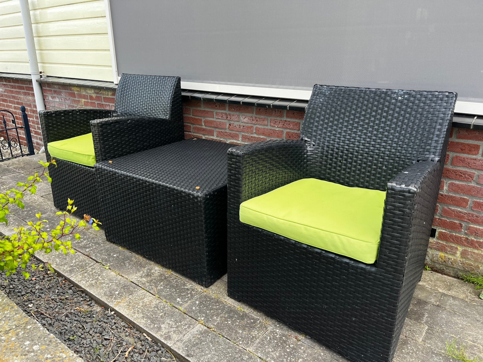Rieten tuinset te koop, Tuin en Terras, Tuinsets en Loungesets, Ophalen, 4 zitplaatsen, Gebruikt, Rotan