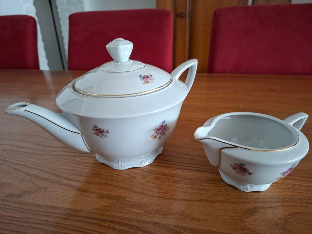 RGK Porseleinen Antieke Theepot met Melkkannetje, Ophalen of Verzenden