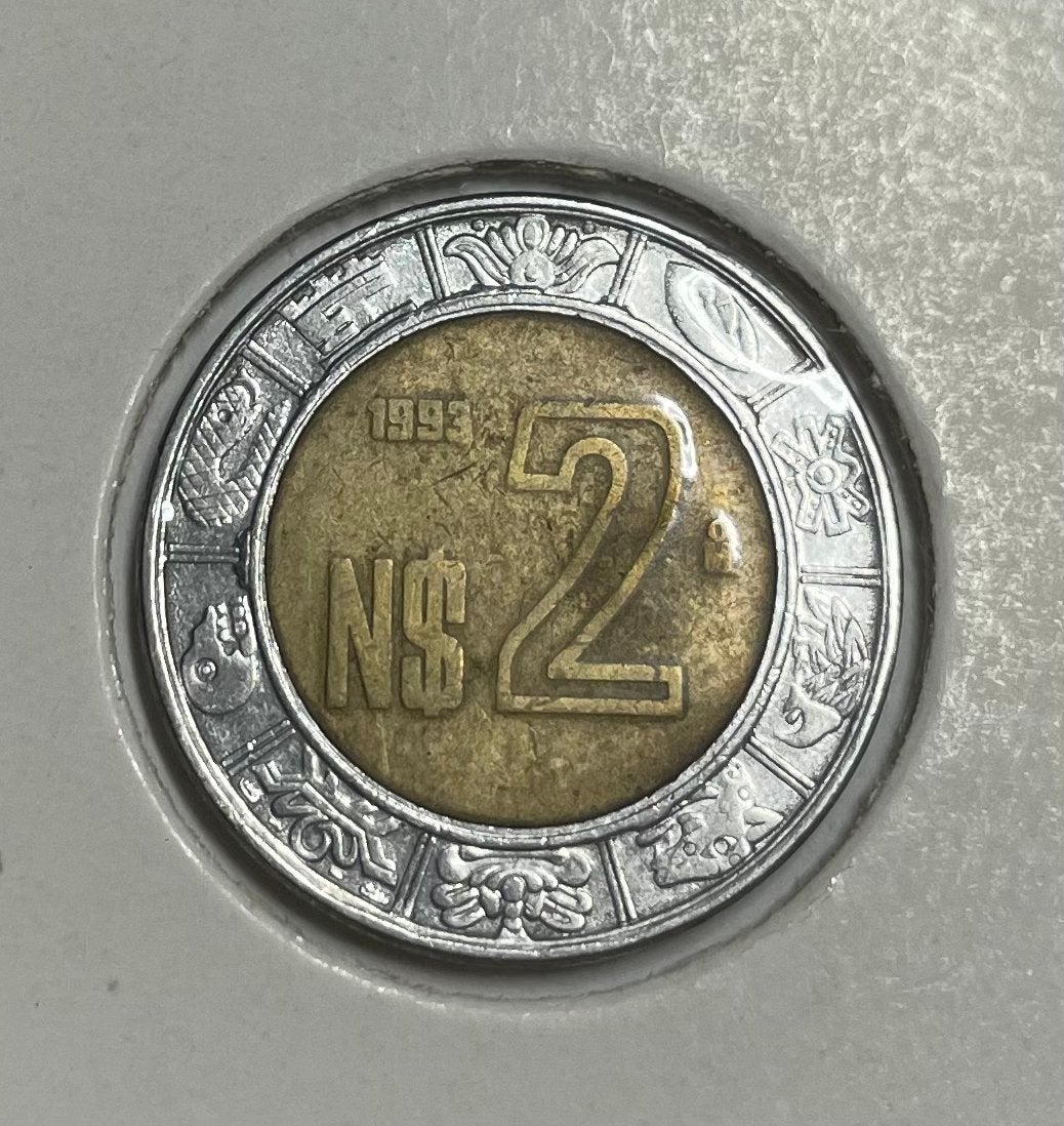 2 pesos Mexico 1993, Postzegels en Munten, Munten | Amerika, Ophalen of Verzenden, Midden-Amerika