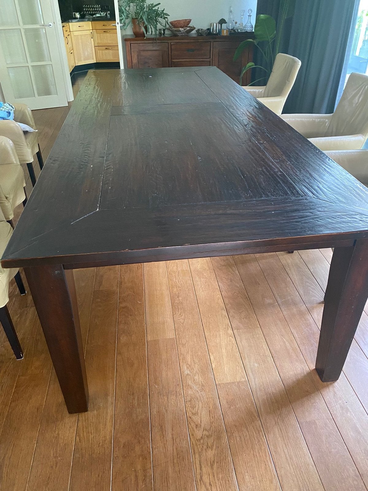 Indrukwekkende eikenhouten eettafel 300x120cm, Ophalen, Gebruikt, 100 tot 150 cm, Eikenhout