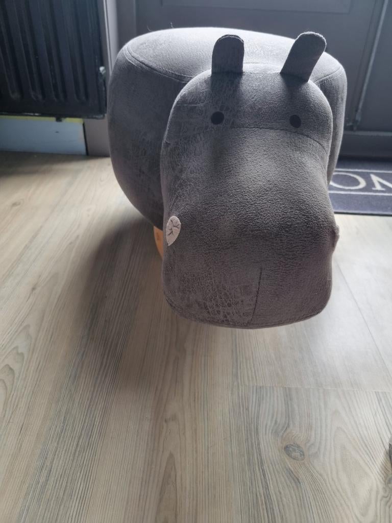 Nijlpaard poef / krukje - grijs, Ophalen, Minder dan 50 cm, Speels, Modern, Kinderkamer, 50 tot 75 cm