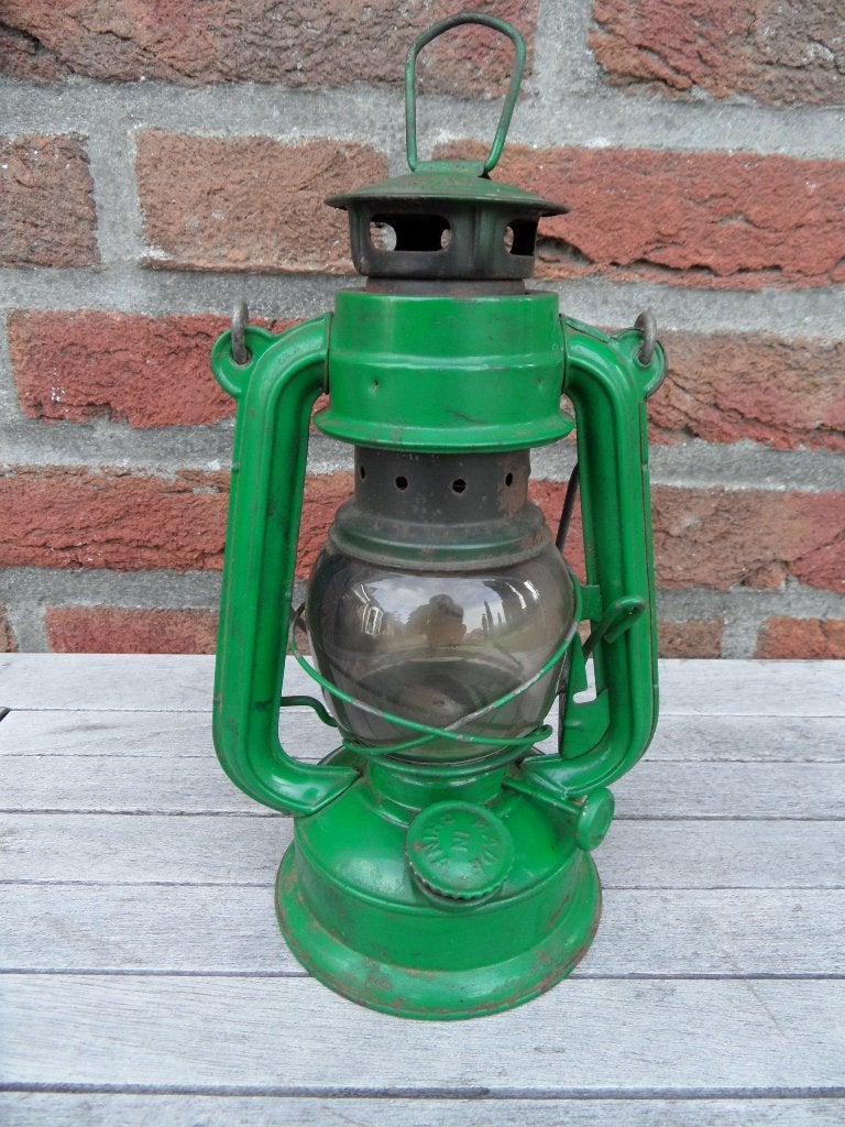 vintage petroleumlamp - stormlamp - kleur groen - MOONLIGHT, Ophalen of Verzenden
