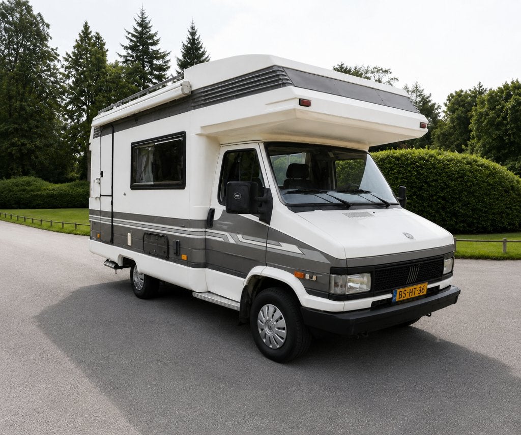 Camper met voortent, slaaptent en toebehoren, Caravans en Kamperen, Buscamper of Camperbus, Fiat, Vloeistofverwarming, Treinzit