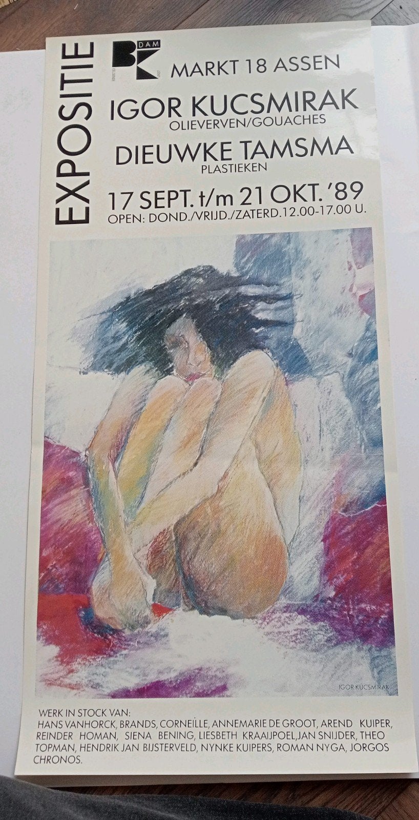 Igor Kucsmirak affiche 1989 erotiek naakt  Markt Assen, Ophalen of Verzenden, Zo goed als nieuw, A1 t/m A3