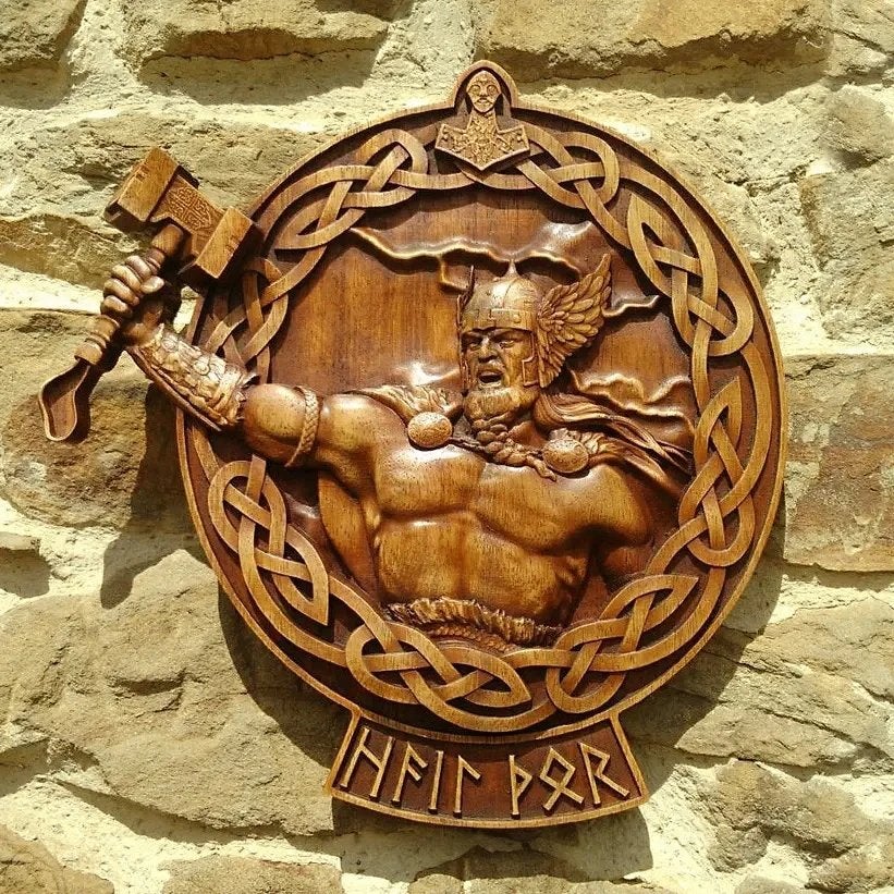 Thor Plaat / Noorse God Bord Mythologie Noorwegen Sculptuur, Huis en Inrichting, Verzenden, Nieuw, Wandbord of Wandpaneel