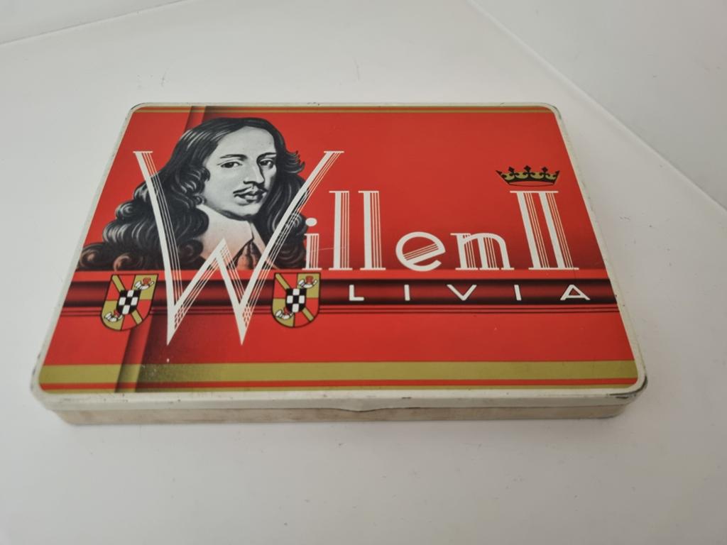 Willem ll Livia sigarenblik, Ophalen of Verzenden, Gebruikt, Tabaksdoos of Verpakking
