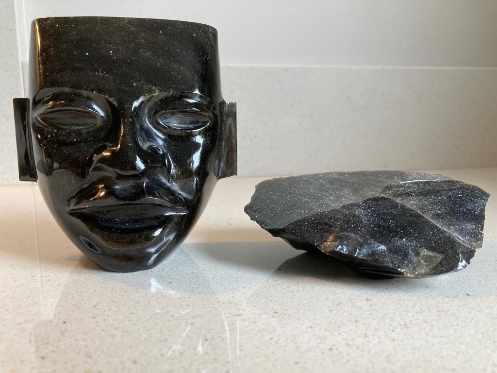 Zwart obsidiaan Maya masker. Bijzonder object. KOOPJE!, Ophalen of Verzenden