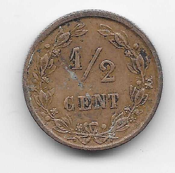 Nederland ½ cent 1891 KM# 109, Postzegels en Munten, Munten | Nederland, Verzenden, Koningin Wilhelmina, Overige waardes, Losse munt