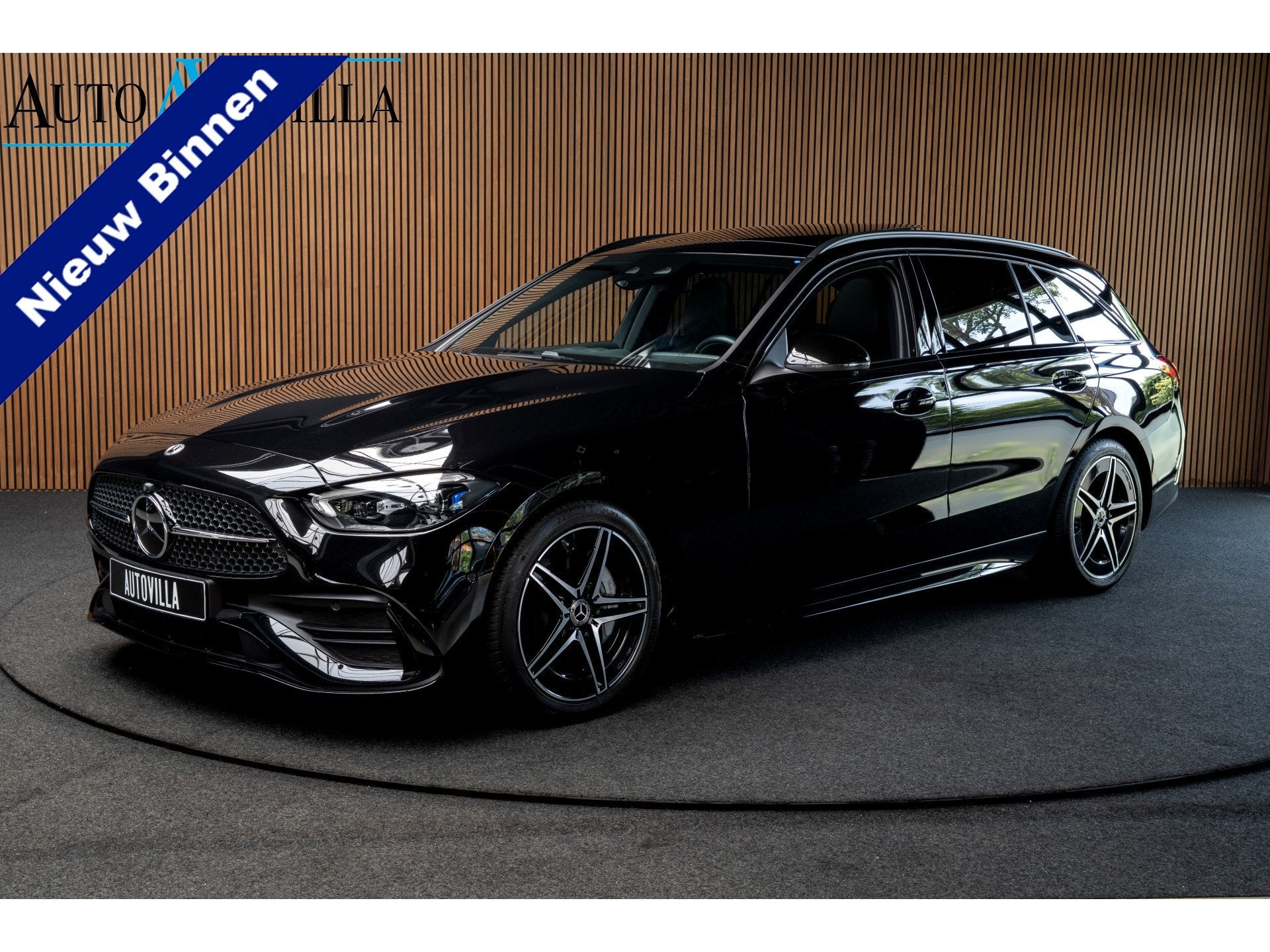 Mercedes-Benz C-Klasse Estate 180 AMG Line Panodak Leer 360, Automaat, Dealer onderhouden, Gebruikt, Zwart