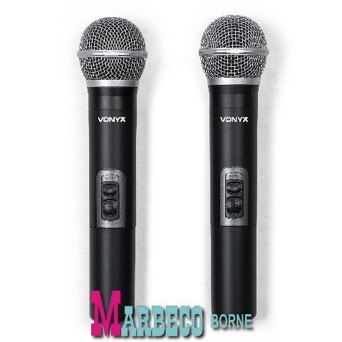 Power mixer in ABS case, 6-kanaals met 2 UHF microfoons, Audio, Tv en Foto, Info@marbeco.com, Vonyx, Nieuw, Complete set