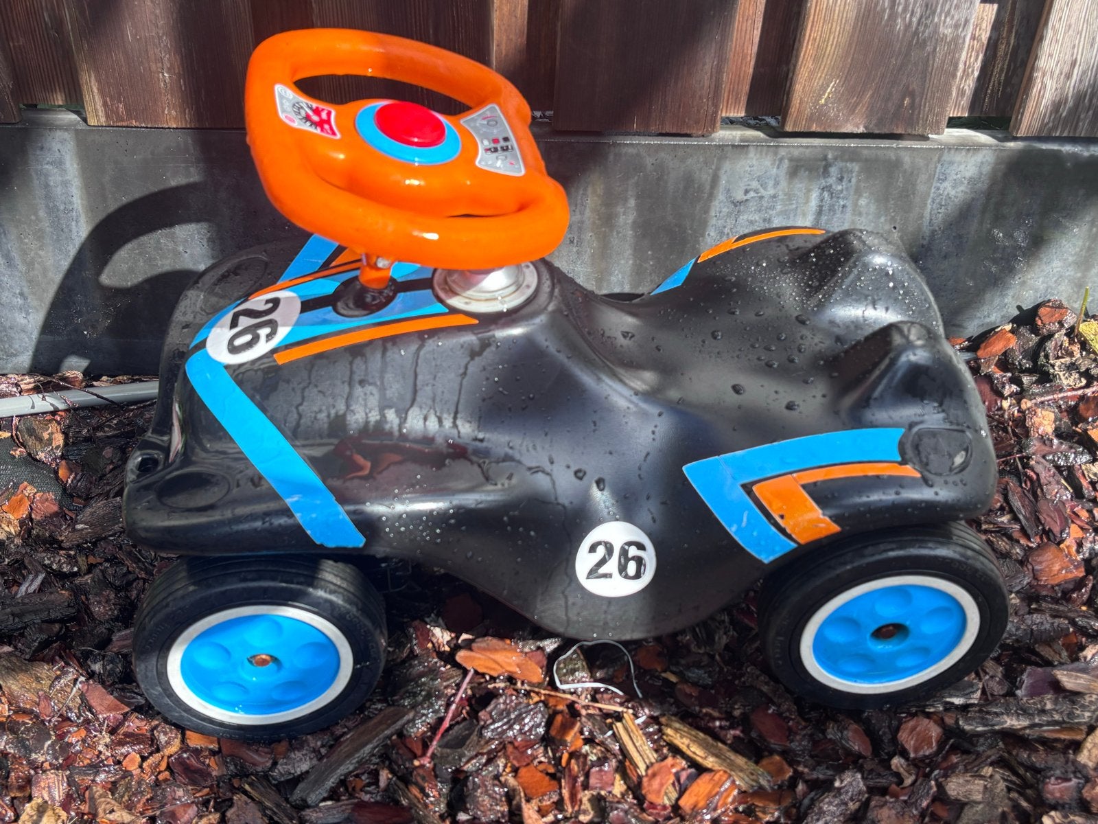 Big Bobby Car Classic loopauto zwart met oranje stuur, Ophalen, Gebruikt, Loopvoertuig