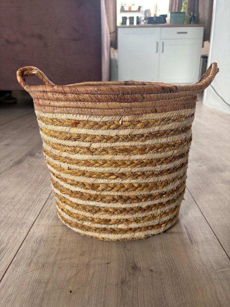 Rieten plantenbak, Ophalen, Overige materialen, Rond, Nieuw