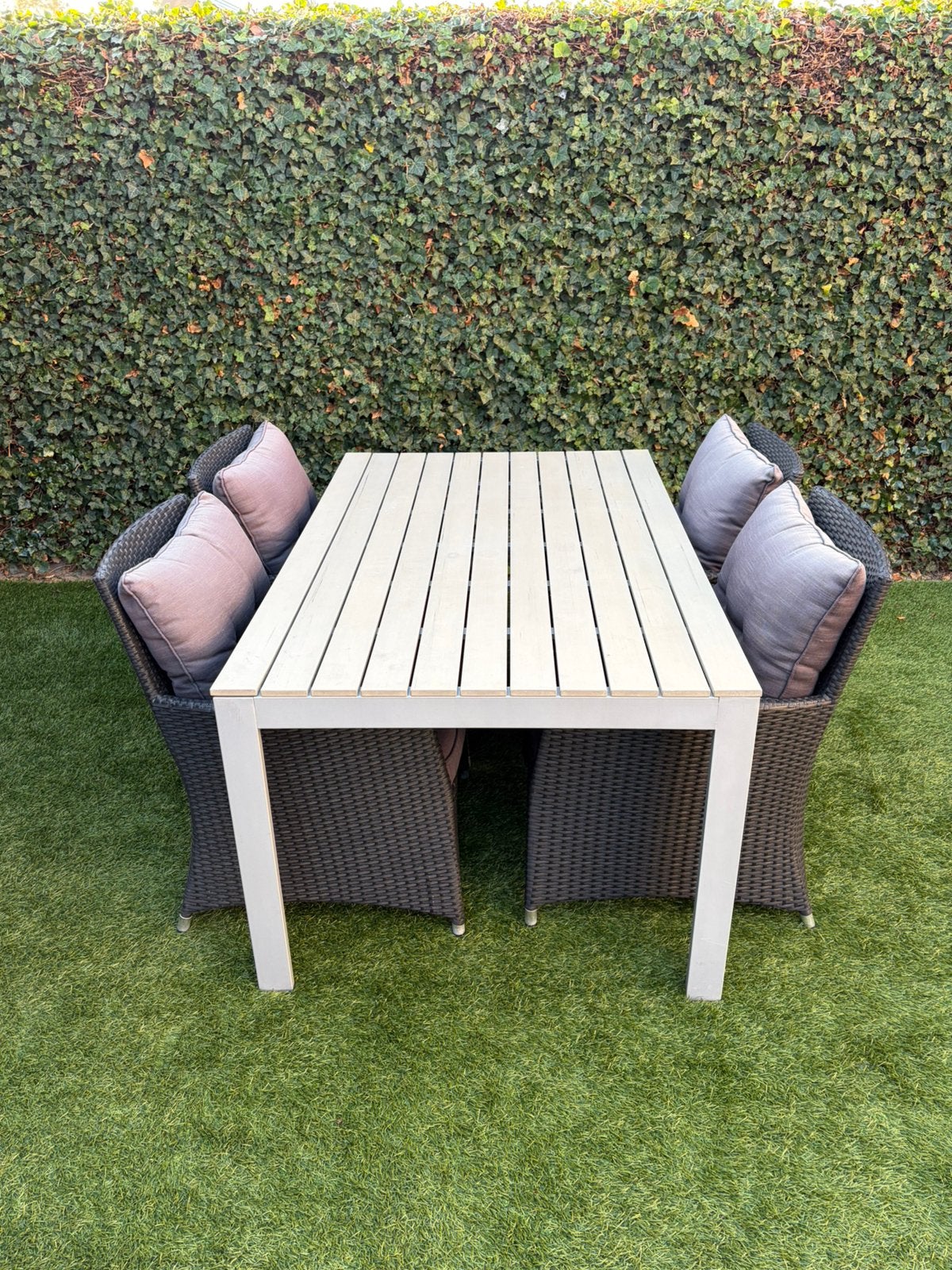 4 per tuinset, polywood tafelblad en 4 royale stoelen., Ophalen, 4 zitplaatsen, Gebruikt, Aluminium
