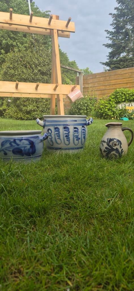 Set van 3 Keulse potten en vaas - Klokgave staat, Antiek en Kunst, Antiek | Keramiek en Aardewerk, Ophalen