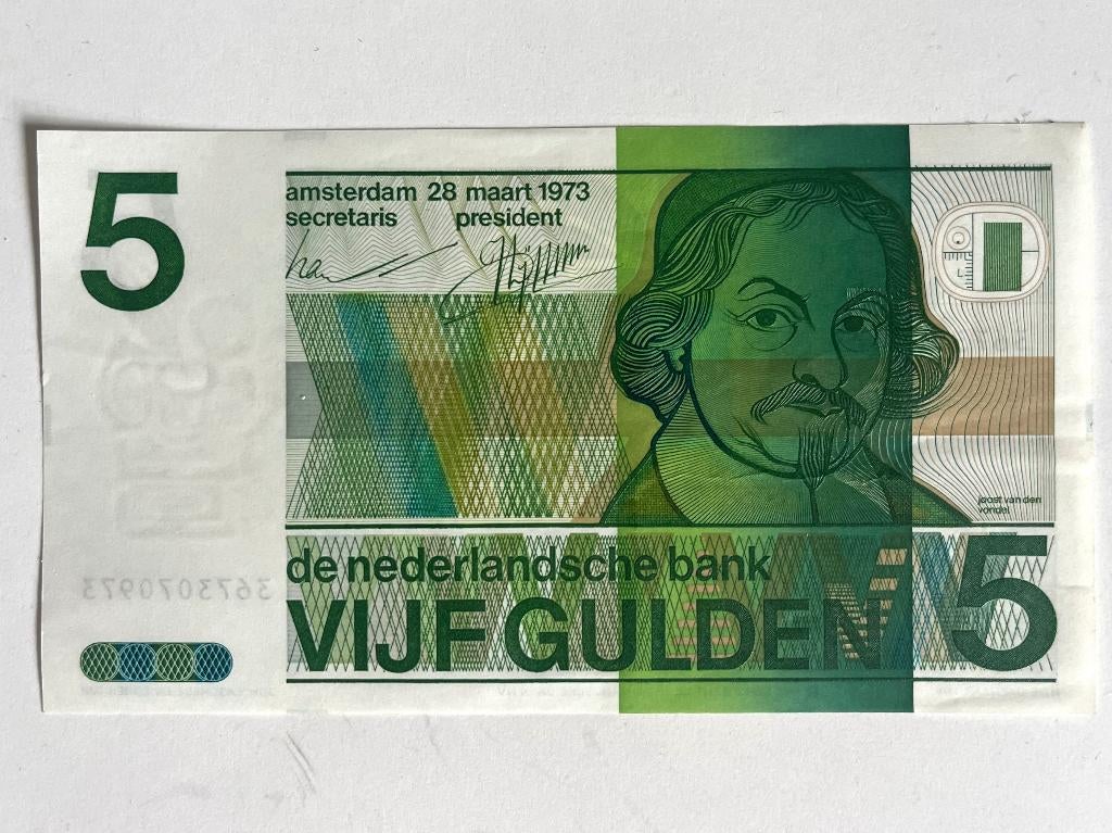 Nederlands bankbiljet van 5 Gulden (1973, ongebruikt), Ophalen of Verzenden, 5 gulden, Los biljet