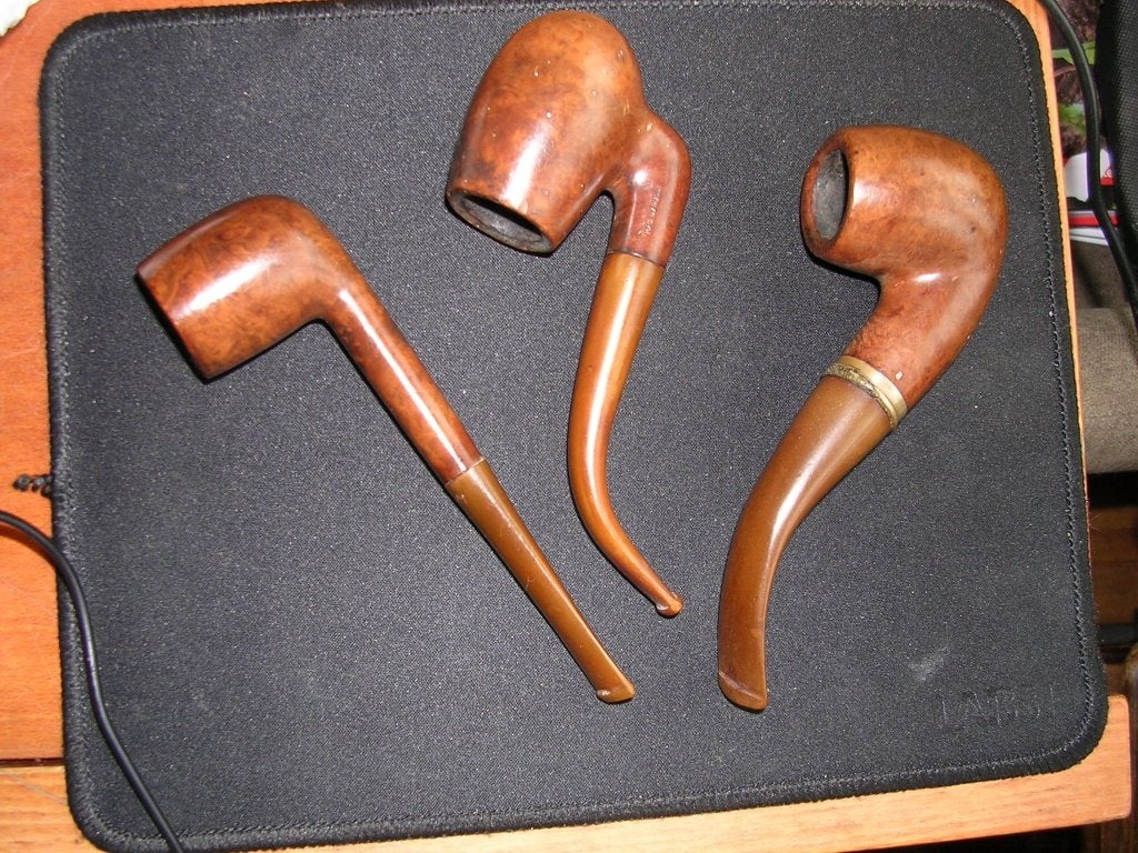 3 oude pijpen, Royal Dutch, FRB old Briar, en Briar Root., Ophalen of Verzenden, Gebruikt, Sigarenbandjes