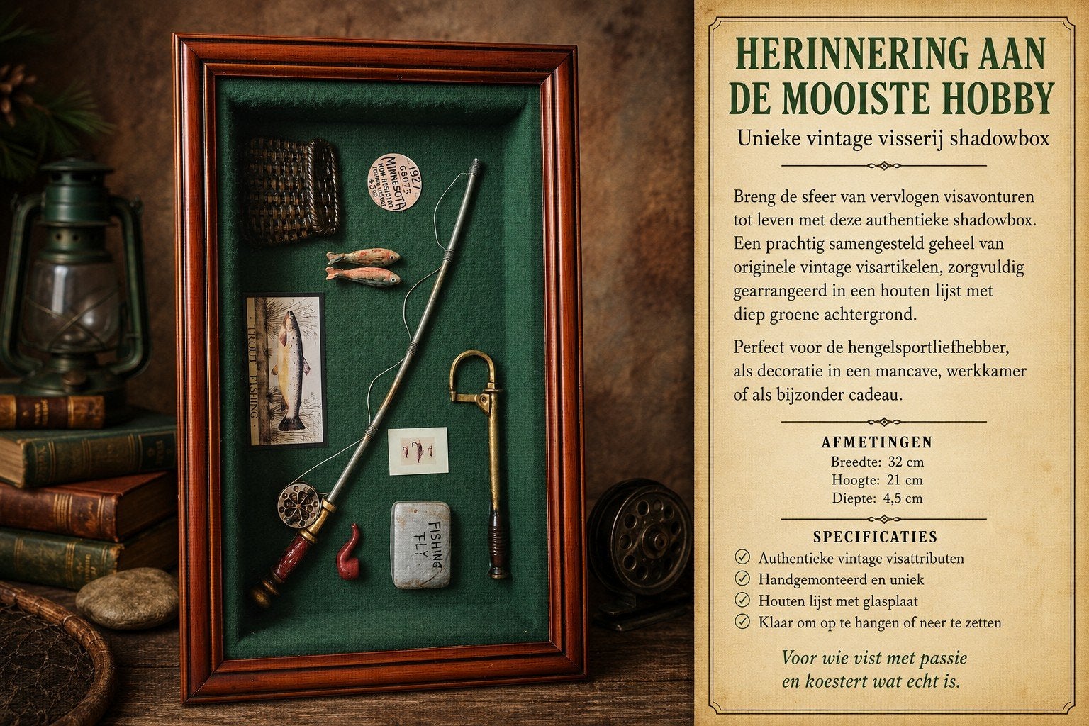 Vintage Vissen Display Box - Decoratief Kunstwerk, Ophalen of Verzenden, Gebruikt