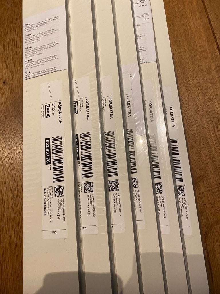 6x IKEA Förbättra Plint white 220x8 cm (602.807.76) – Nieuw, Huis en Inrichting, Ophalen, Minder dan 50 cm, 200 cm of meer, Wit