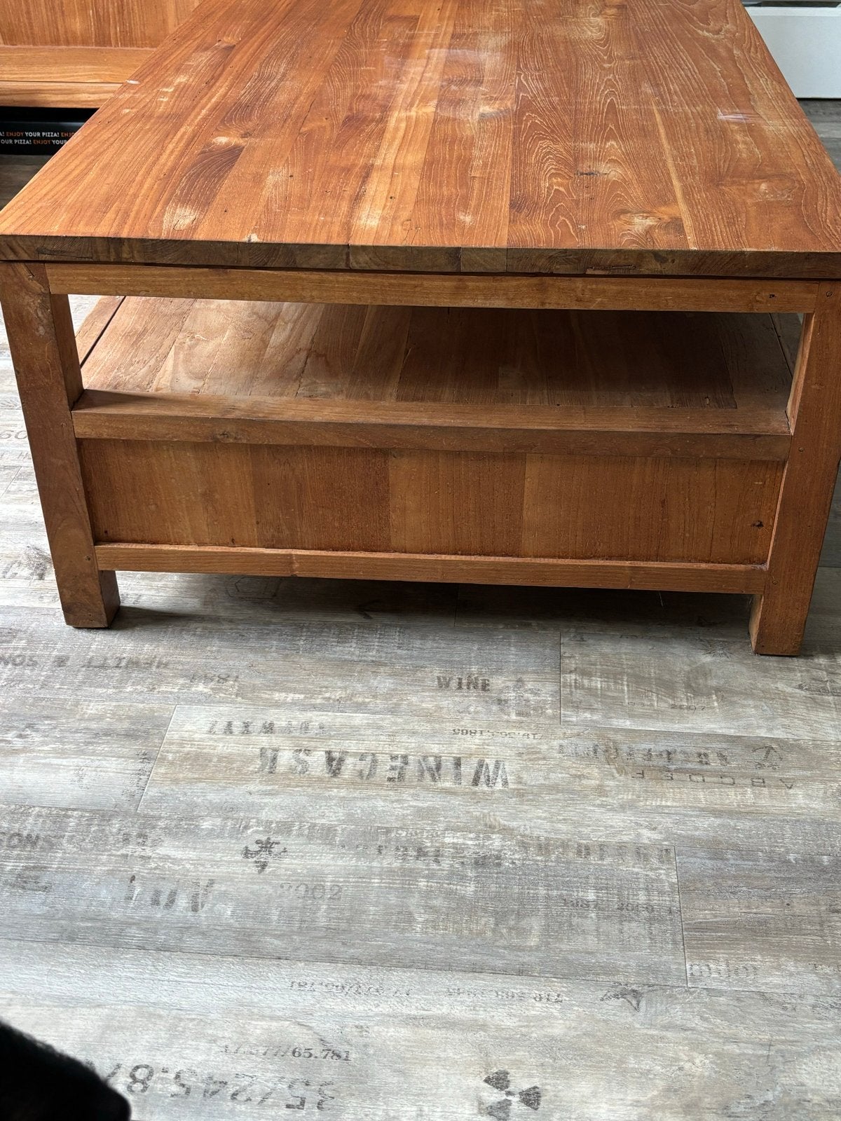 Mooie echte teakhouten salontafel met 6 lades, Huis en Inrichting, Ophalen, Gebruikt, 100 tot 150 cm, Teakhout