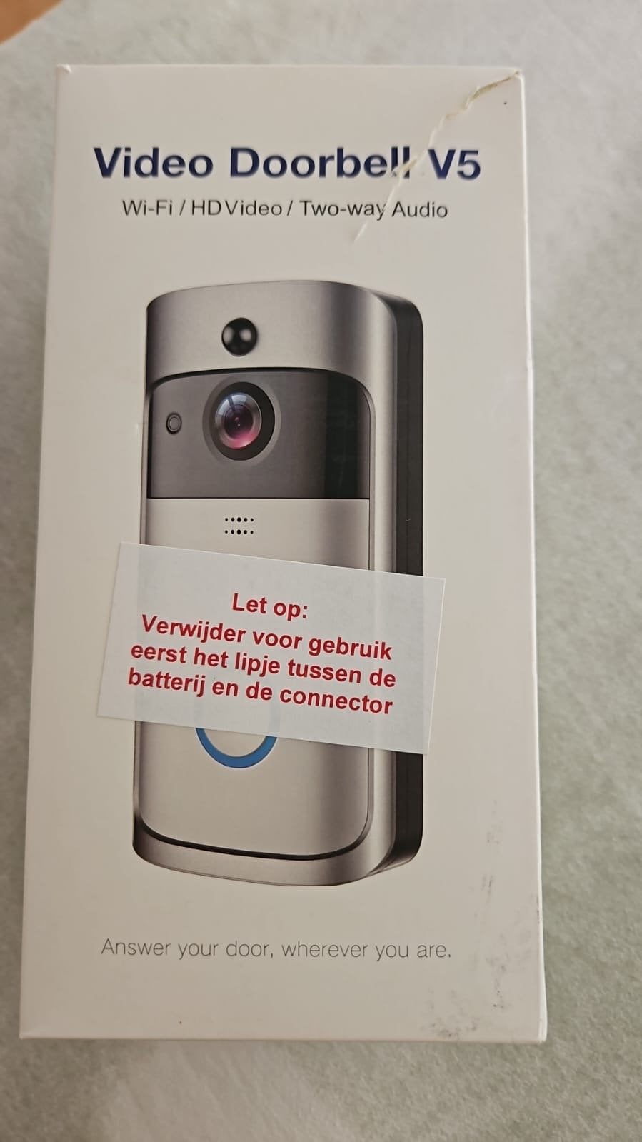 Video Deurbel V5 - Wi-Fi, HD Video & Two-way Audio, Ophalen, Bewegingsdetectiesensor, Nieuw, Draadloos