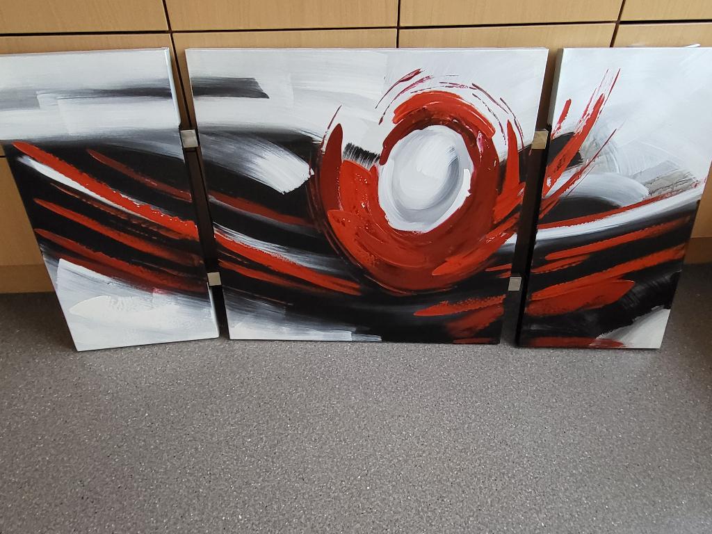 Abstract drieluik schilderij  146 * 70 cm, Ophalen of Verzenden
