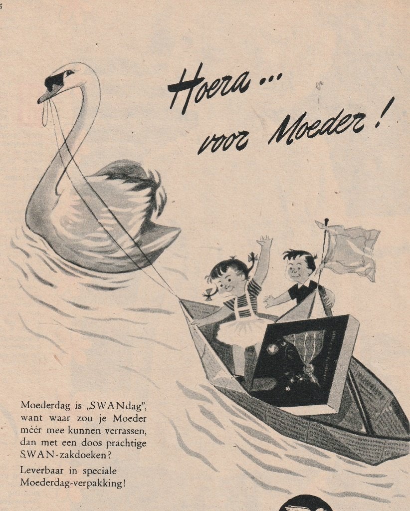 retro reclame 1955 Swan mooie moederdag geschenken, Verzenden, Overige typen