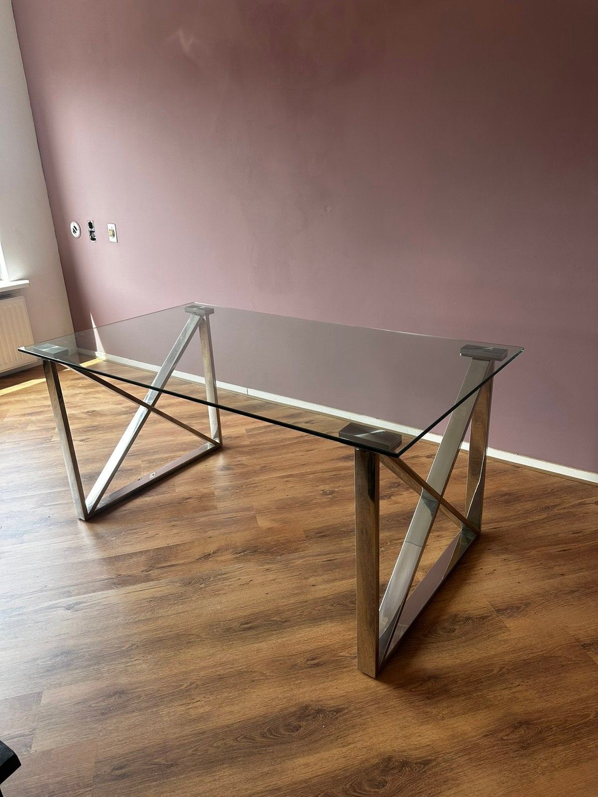 Glazen eetkamertafel te koop, Ophalen, Gebruikt, 50 tot 100 cm, Glas