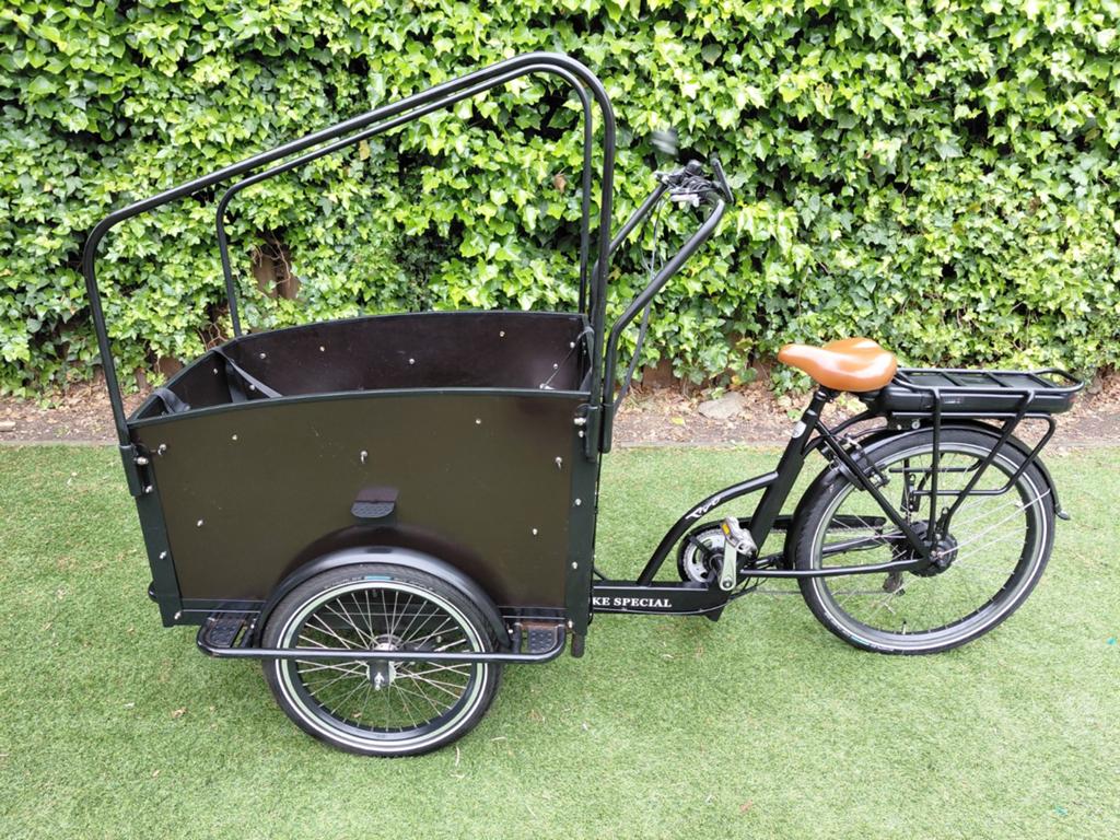 Elektrische Bakfiets Troy - E-Bike Special, 4 kinderen of meer, Gebruikt, Huif, Ophalen