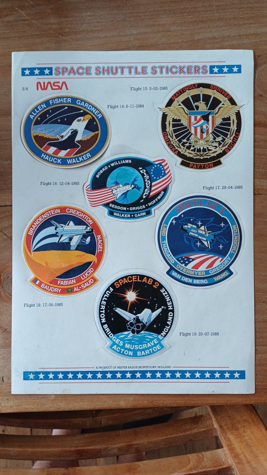 NASA Space Shuttle Stickers 1985 - Mister Badge, Ophalen of Verzenden, Nieuw