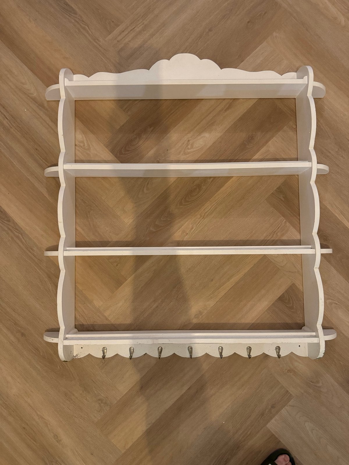 Wit houten wandrek met haken - 107x107 cm, Huis en Inrichting, Woonaccessoires | Wandplanken en Boekenplanken, Ophalen, Gebruikt