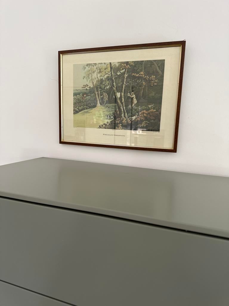 Antieke print 'Pheasant Shooting' uit 1813, ingelijst, Ophalen of Verzenden