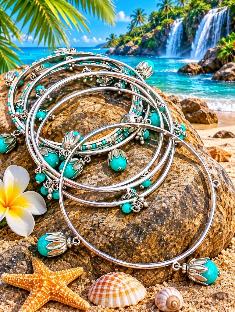 traditionele tribal armband met turquoise kralen, Staal, Nieuw, Met bedels of kralen, Verzenden