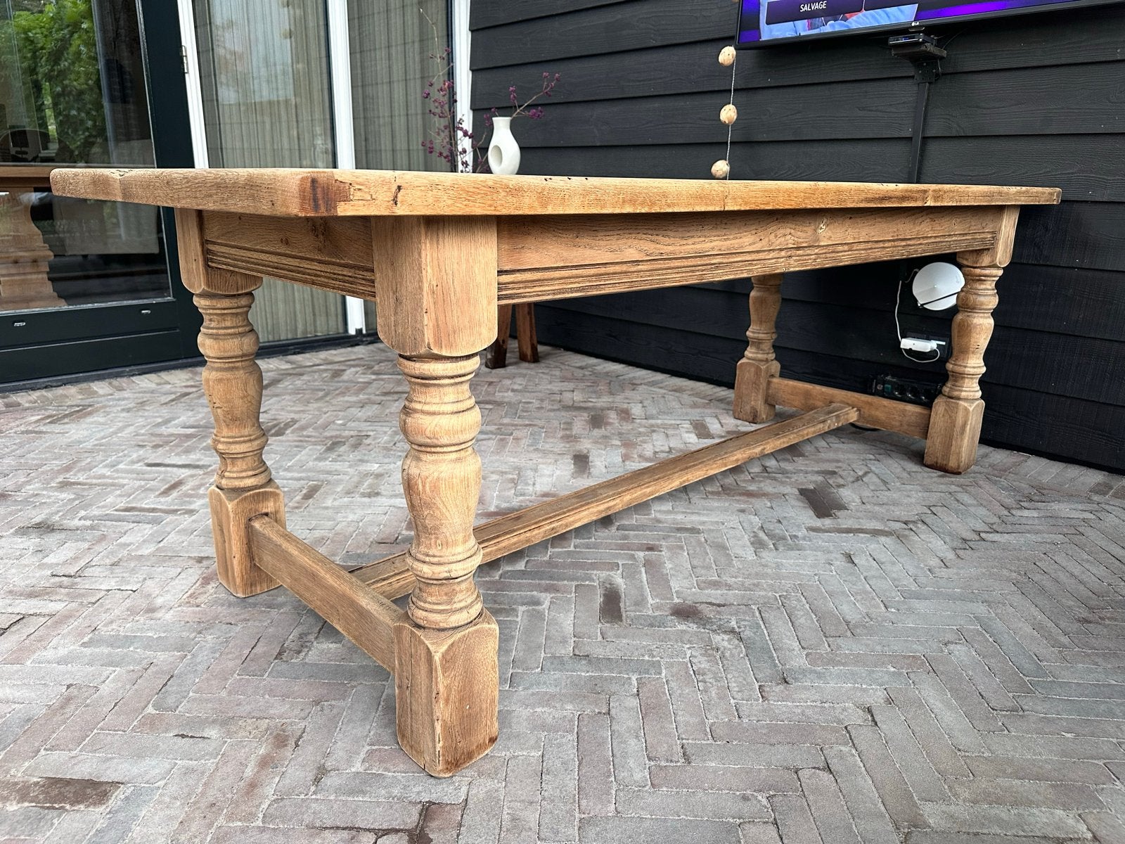Oude eiken kloostertafel - 220x84 cm - Zware kwaliteit, Ophalen