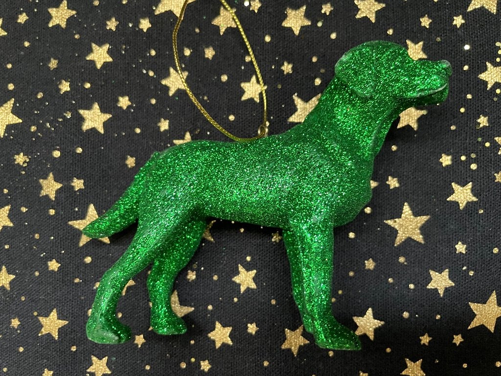 Kerstbal Hond Golden Retriever Groen Glitter, Diversen, Ophalen of Verzenden, Zo goed als nieuw