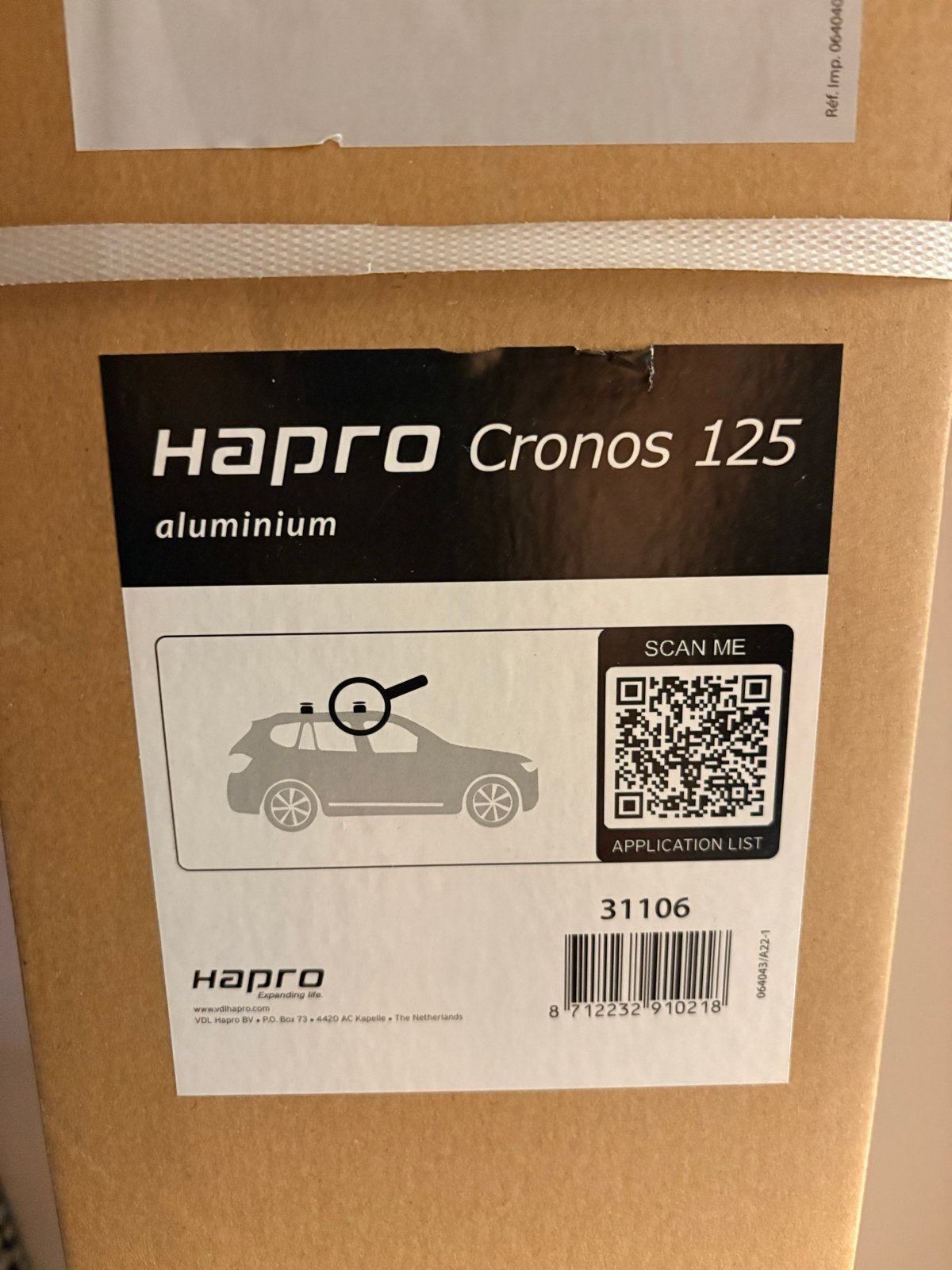 Hapro Cronos 125 aluminium dakdragers voor dakrailing, Auto diversen, Ophalen, Nieuw