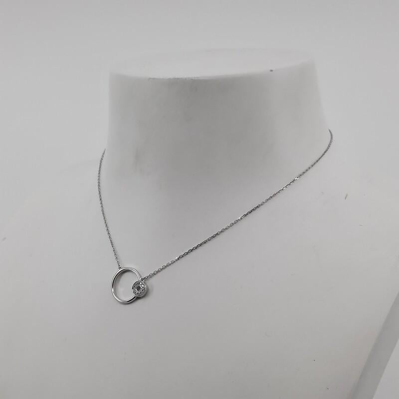 18k witgouden collier met diamanten bezetting, Ophalen of Verzenden, Zo goed als nieuw, Wit, Goud